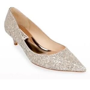 Badgley Mischka Madison Glitter Kitten Heels Silver 7